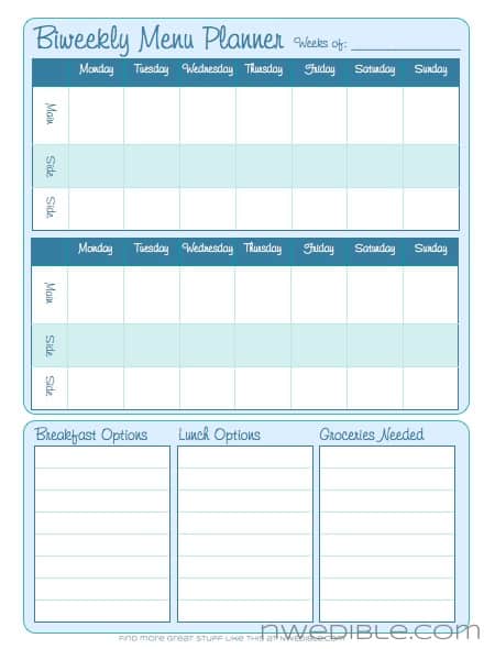 Biweekly Menu Planner