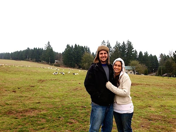 Evan and Rachel with their pasture-raised ducks.