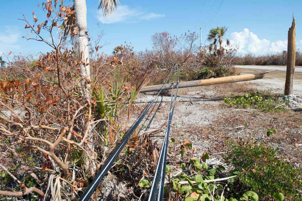 Electric tower snapped in Big Pine Key